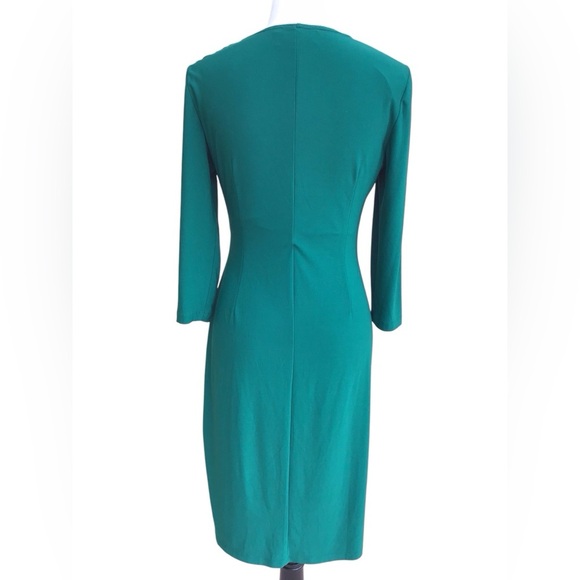 Evan Picone Black Label Green Long Sleeve Ruffle Dress Size 8 - Picture 5 of 5